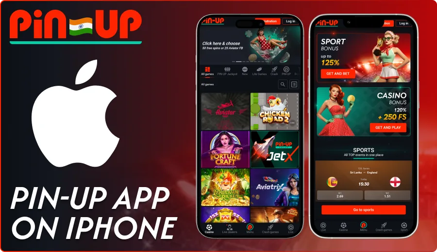 Pin-Up on two iPhones next to the Apple logo