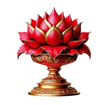 Red lotus flower on a golden stand